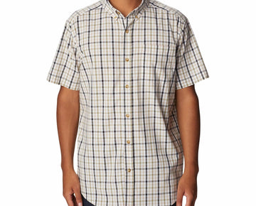 Columbia Men' Rapid Rivers II Plaid Button-Down Shirt Beige Size: S MSRP $50