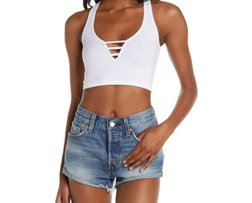 Free People Strapped in Brami White Crop Top Size XS/S