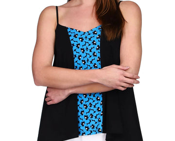 Michael Kors Printed-Front Asymmetrical-Hem Tank Top Black Blue Size XL MSRP $78