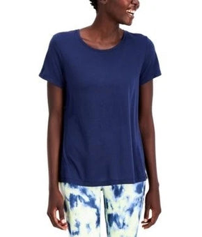 Ideology Women Mesh-Back T-Shirt Indigo Sea Dark Blue Size XL
