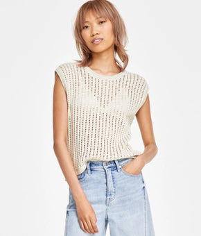 DKNY Jeans Women's Ribbed Sleeveless Sweater Vest Light City Khaki Beige Size XL