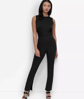 DKNY Women's Split-Hem Elasticated-Back Ankle Pants Black Size 12 MSRP $109