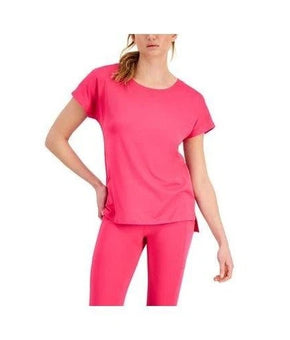 Ideology Shirt Womens Size S Fiery Pink Casual Short Sleeve Crew Neck Top