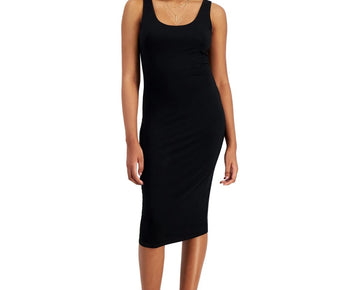 Bar III Petite Scoop-Neck Sleeveless Jersey Midi Dress Black SALE PM