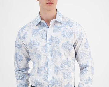 Bar III Dress Shirt Men's S 14-14.5 32/33 Multi Slim-Fit Amalfi Scenic Stretch