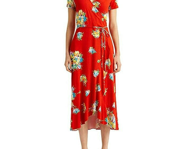 Lauren Ralph Lauren Floral a-Line Sleeve Dress Red Size XS MSRP $155