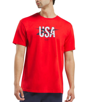 Reebok Men Regular fit Short Sleeve Graphic T-Shirt Shirt Size L Red Solid