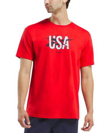 Reebok Men Regular fit Short Sleeve Graphic T-Shirt Shirt Size L Red Solid