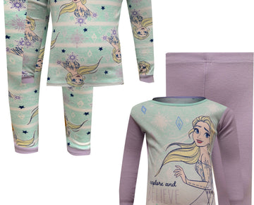 Disney Frozen II Elsa 4 Piece Cotton Pajama (Size 10) Gray