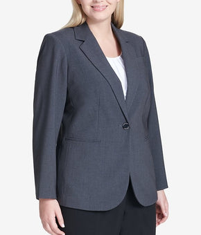 Calvin Klein Plus Size 22W One-Button Blazer Gray MSRP $100