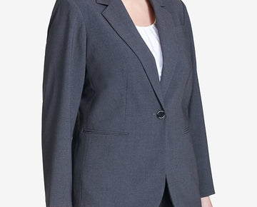 Calvin Klein Plus Size 22W One-Button Blazer Gray MSRP $100