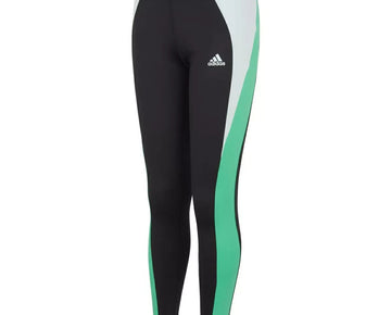 ADIDAS Big Girls Aeroready Colorblock Twist Tights Black Green Size S (7/8)