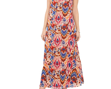 Vince Camuto Women's Printed Sleeveless Tie Shoulder Jumpsuit Brown Size S $70