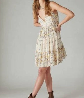 LUCKY BRAND Women's Printed Button-Front Minidress Yellow Size XL MSRP $119