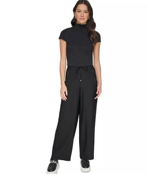 DKNY Womens Pull-On Drawstring Pants Black Size L MSRP $89