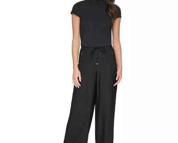 DKNY Womens Pull-On Drawstring Pants Black Size L MSRP $89
