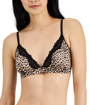 I.N.C.Women's Satin Micro Cheetah-Print Bralette Black Size S