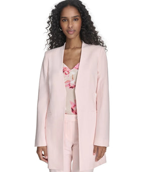 Calvin Klein Petite Size 14P Collarless Open-Front Jacket Light Pink $159 SALE