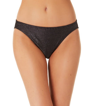 California Waves Junior's Metallic Shine Hipster Bikini Bottoms Swimsuit Black Size X-Small