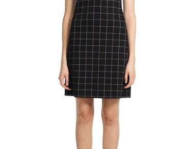 THEORY Windowpane Plaid Shift Dress Size P Black MSRP $375