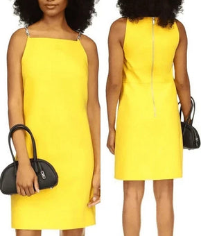 Michael Kors Women's Straight-Neck Chain-Strap Dress Yellow Size 2 MSRP $155