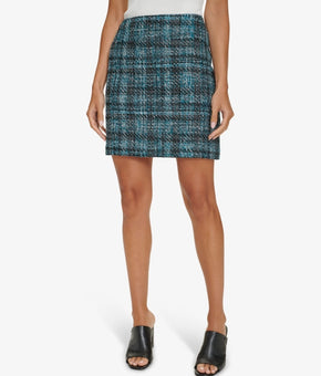 Calvin Klein Women's Tweed Pencil Skirt Blue SIze 10 MSRP $99