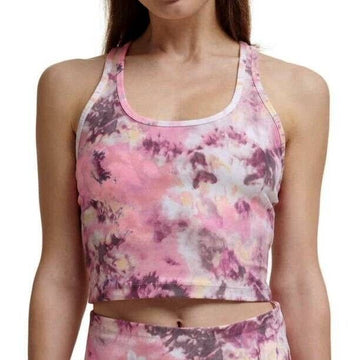 CALVIN KLEIN PERFORMANCE Printed Racerback Cropped Tank Top Pink Size S MSRP $50