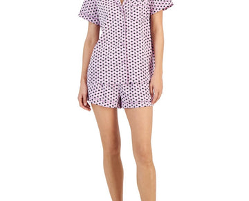 I.N.C. Women 2-Pc Stretch Satin Notch Collar Pajamas Set Purple Size M MSRP $55