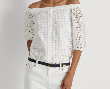 Lauren Ralph Lauren Plus Size Off-The-Shoulder Top White 2X MSRP $165