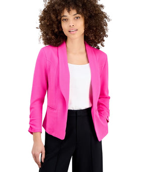 Bar III Womens Petite 3/4-Sleeve Shawl-Collar Blazer Jacket Pink Size PL