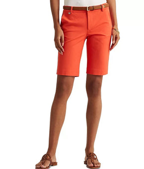 LAUREN RALPH LAUREN Women Twill Stretch Bermuda Shorts Petite 8P Orange