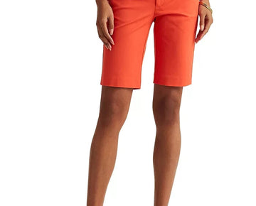 LAUREN RALPH LAUREN Women Twill Stretch Bermuda Shorts Petite 8P Orange