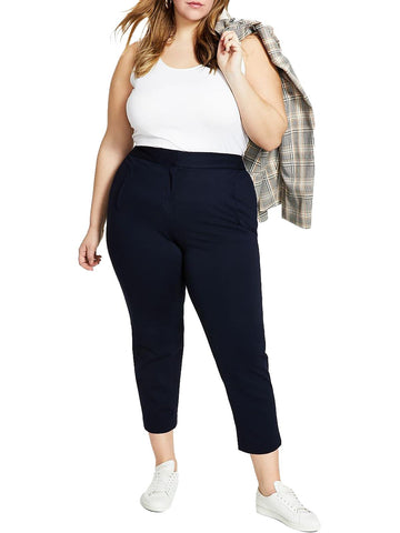 Bar III Womens Plus High Rise Office Ankle Pants Navy Size 16W