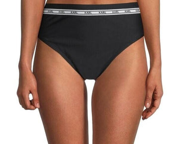 KARL LAGERFELD PARIS Cheeky High-Waist Bikini Bottom Black Size L MSRP $58