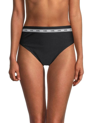 KARL LAGERFELD PARIS Cheeky High-Waist Bikini Bottom Black Size M MSRP $58