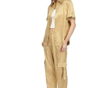 Michael Kors Women's Utility Pull-On Pants Gold Size XL MSRP $125