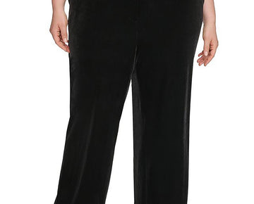 Calvin Klein Womens Plus Whitney Solid Velvet Wide Leg Pants Black Size 20W
