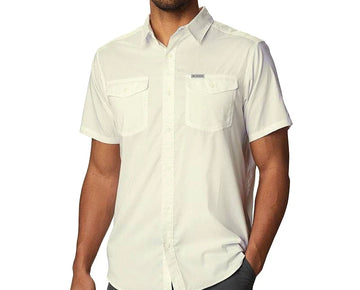 Columbia Mens Utilizer Short Sleeve Button Down Shirt, Size XL Ivory MSRP $60
