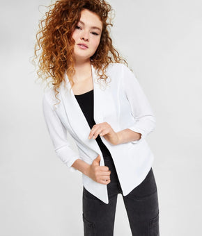 Bar III Women's 3/4-Sleeve Shawl-Collar Blazer Petite Size PXL White