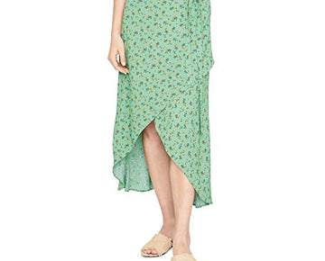 Sanctuary Womens Jamie Faux Wrap Floral Print Midi Skirt Green S