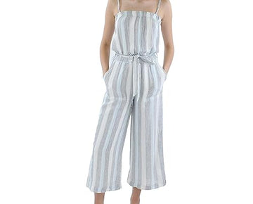 Splendid Womens Linen Belted Jumpsuit Blue Size XS