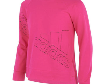 ADIDAS Big Girls Long Sleeve French Terry Crewneck Top Pink Size L(14) MSRP $40