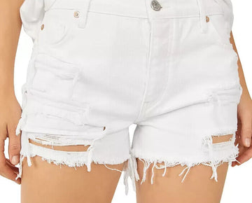 Free People Cotton Maggie Mid-Rise Ripped Shorts White Size 27 MSRP $68
