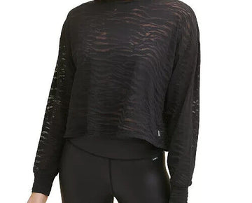 DKNY Womens Tiger Burnout Crop T-Shirt Black Size XL MSPR $50