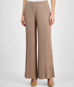 T Tahari PLEATED LUREX PANT Light Brown Size S MSRP $88