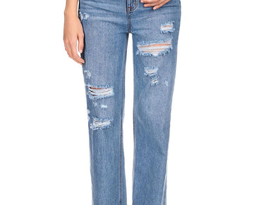 Sanctuary Womens Denim Destroyed Wide Leg Jeans Blue Size 29