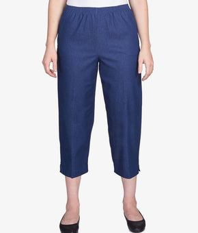 Alfred Dunner Capri Pants Womens Petite Size 12P Blue Jean Denim Pull On Stretch