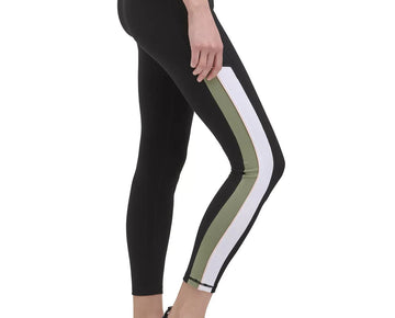 DKNY SPORT Women's Striped-Side 7/8 Leggings Black Size XS MSRP $60