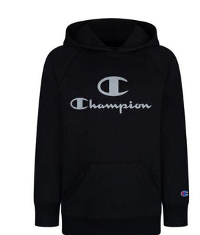 Champions Big Girls Black Glitter C Script Hoodie, Black Size L