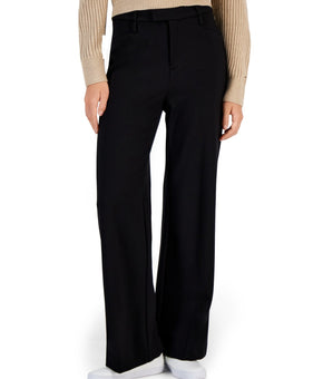 Tommy Hilfiger Women's Pont?-Knit Wide-Leg Pants Black Size 10 MSRP $90